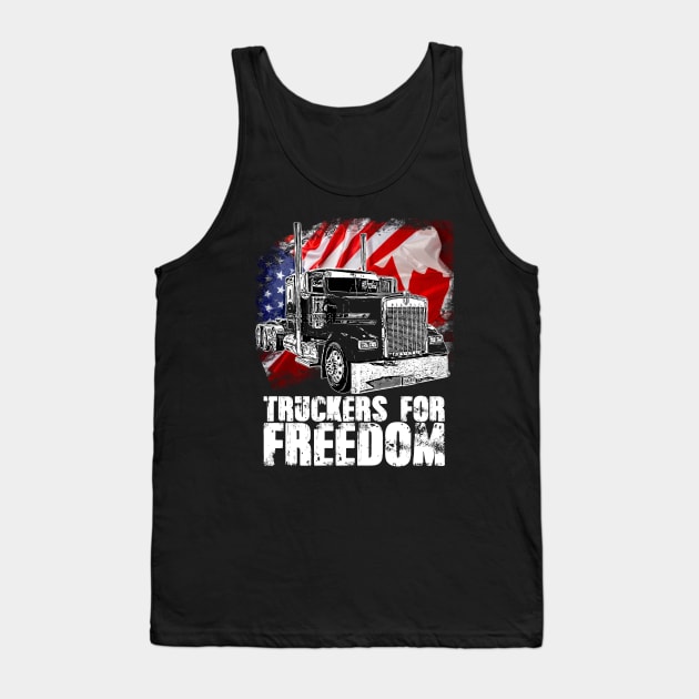 American Flag Canada Flag Freedom Convoy 2022 TRUCKER Driver Tank Top by aeroloversclothing